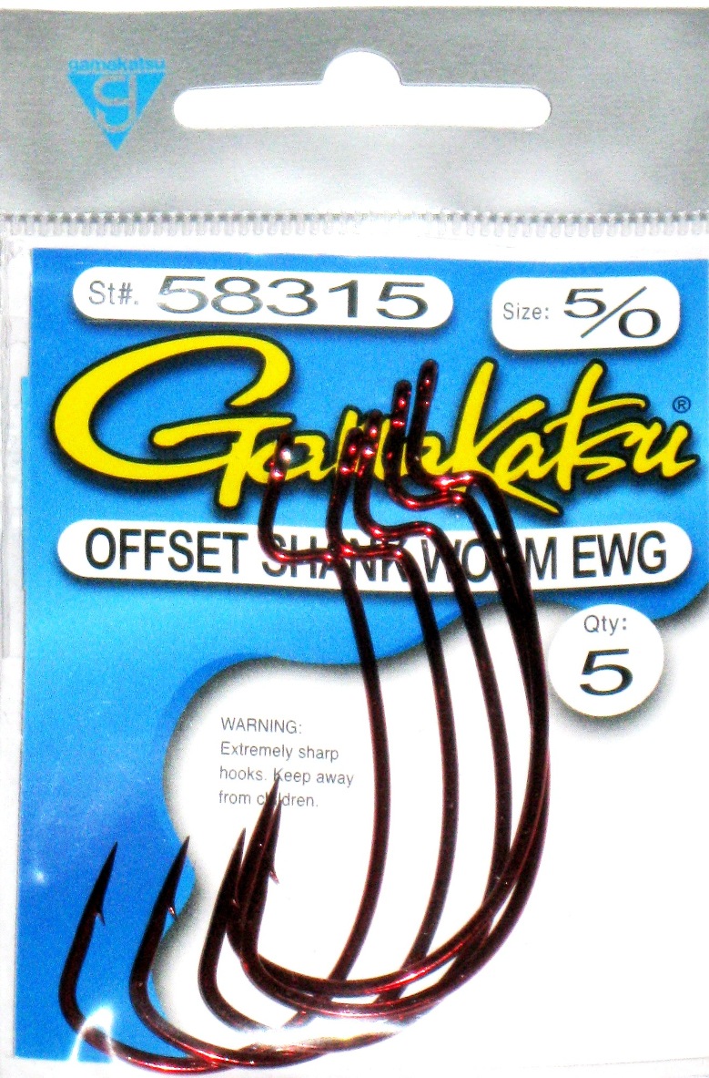 Details about   Gamakatsu Offset Shank Worm 1/0 qty 6  1/0 07111 